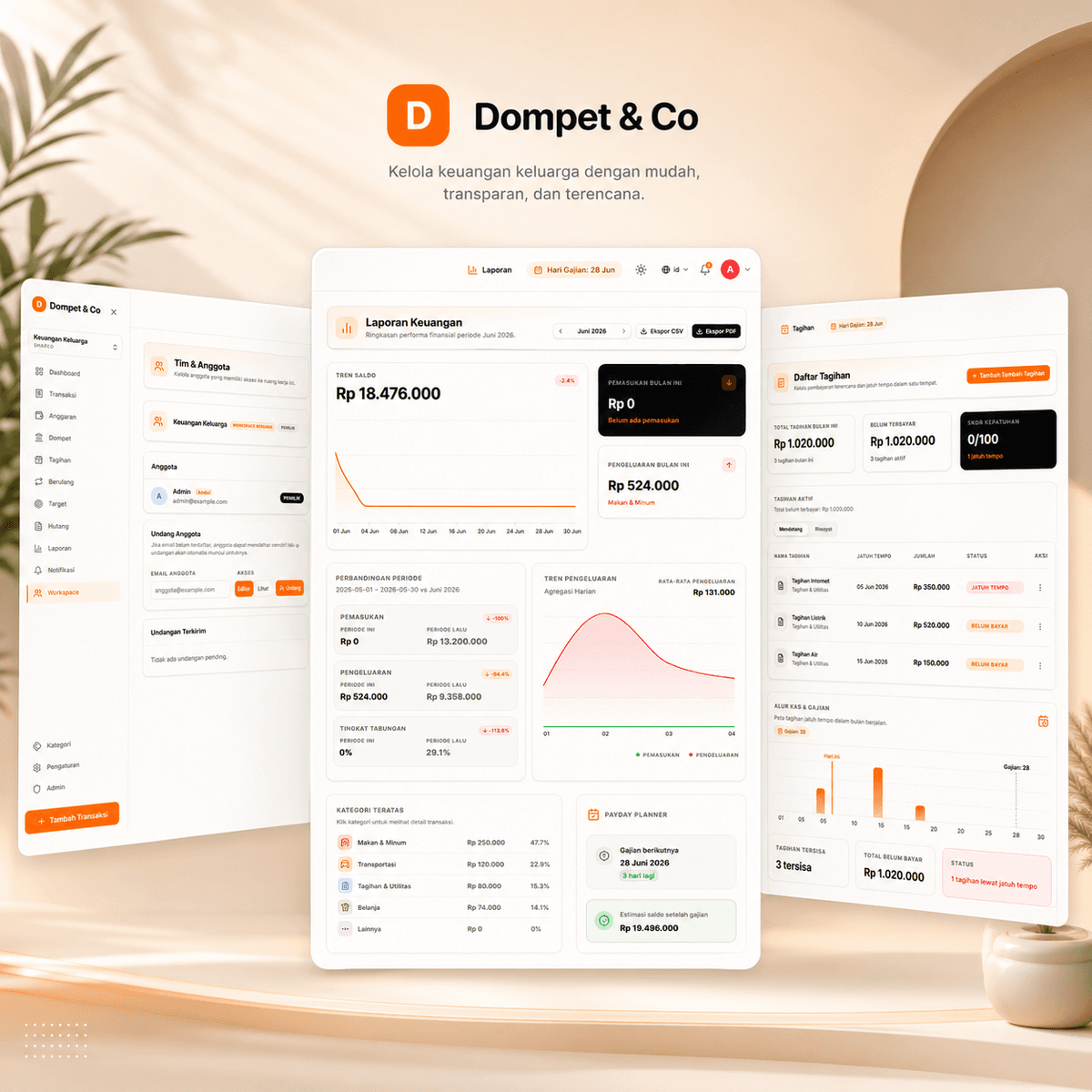 Antarmuka Mobile App Dompet & Co